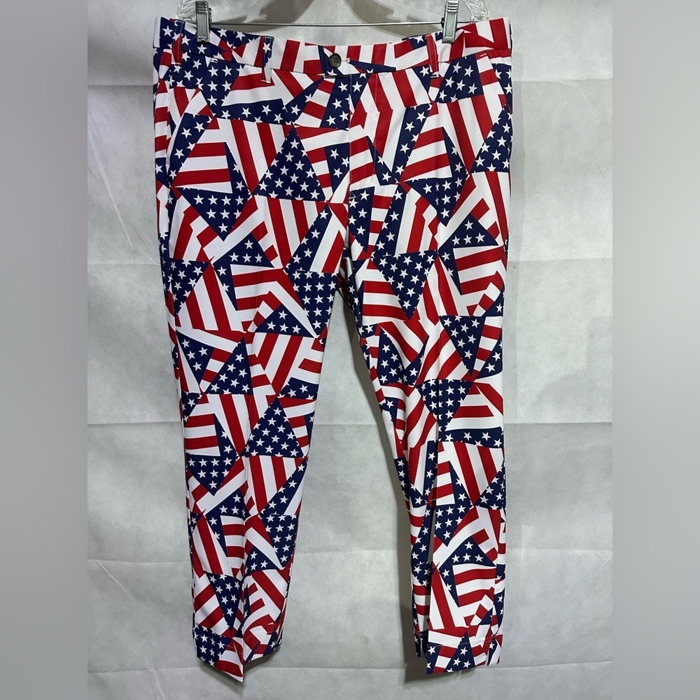 Loudmouth Golf Pants Menβs 38x30 USA American Flag Stars Patriotic Sports Active